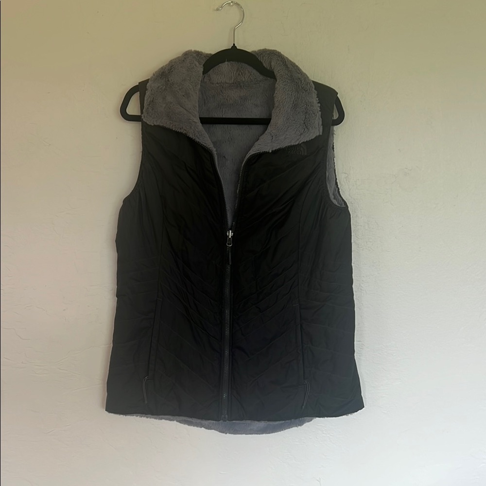 Black Gray Reversible North Face Vest
